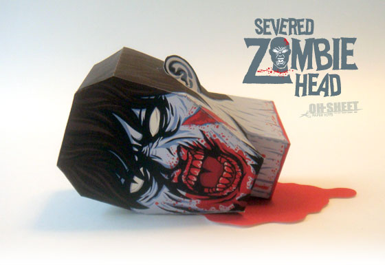 Severed Zombie Head Paper Toy